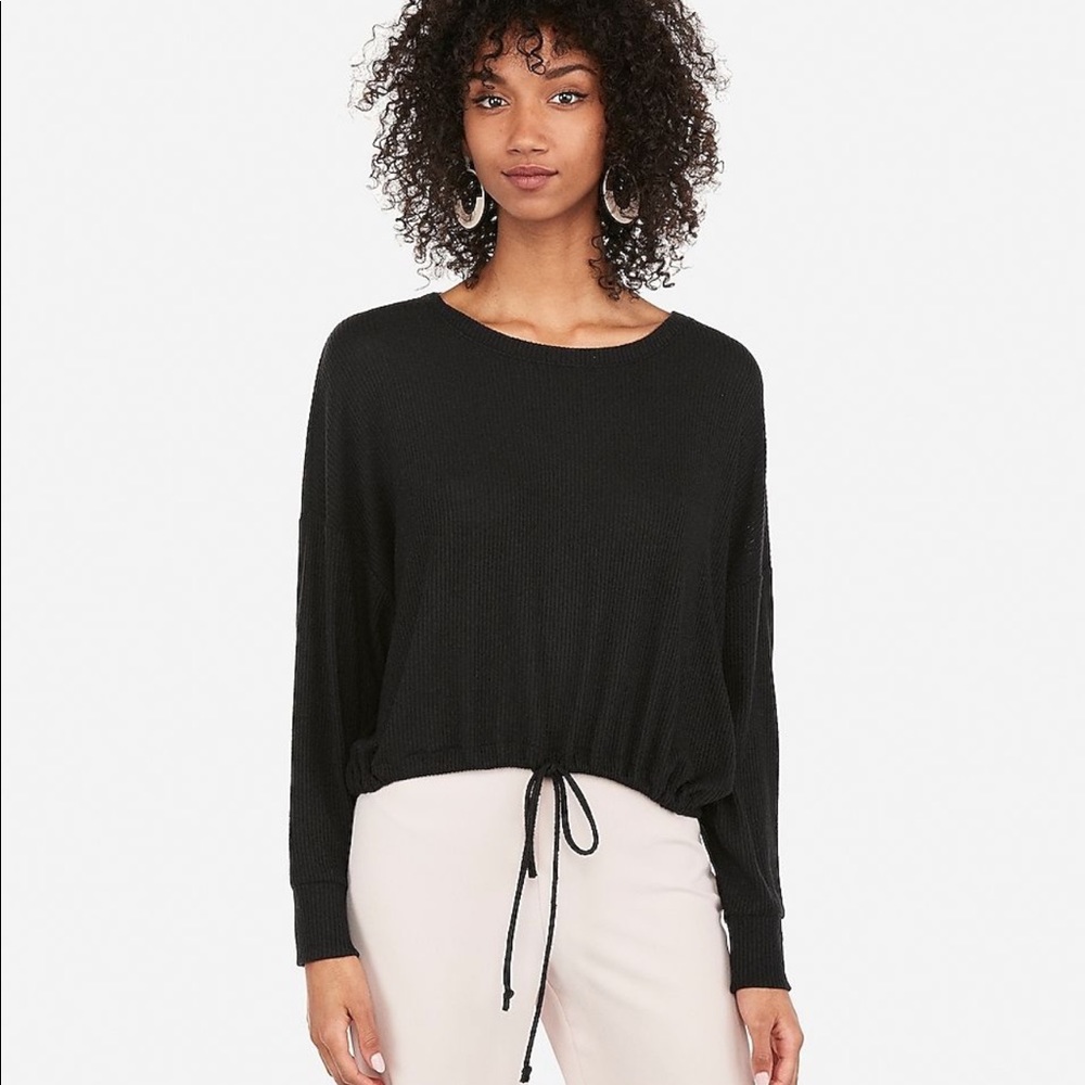 Express Soft Brushed Tie Hem Ribbed Tee